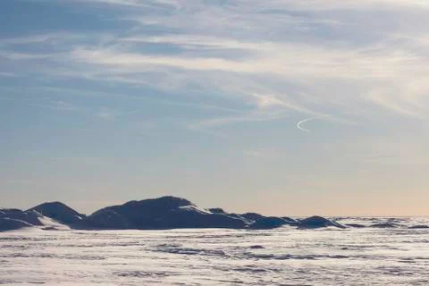 Empty winter landscape Arctic ice and sky Stock Photos