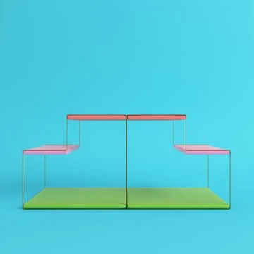 Empty wire display stand with shelves on bright blue background in pastel col Stock Illustration