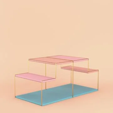 Empty wire display stand with shelves on bright background in pastel colors Stock Illustration