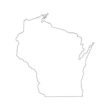 Empty Wisconsin State vector map silhouette illustration isolated on white Stock Illustration