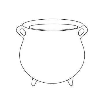 Empty witch cauldron, pot outline. Vector illustration isolated on white back Stock Illustration