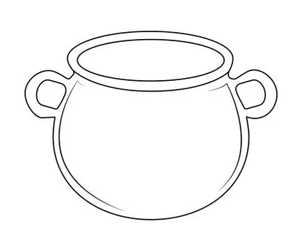 Empty witch cauldron, pot outline. Vector illustration isolated on white back Stock Illustration