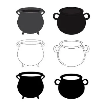 Empty witch cauldron, pot set. Cartoon Vector illustration isolated on white  Stock Illustration