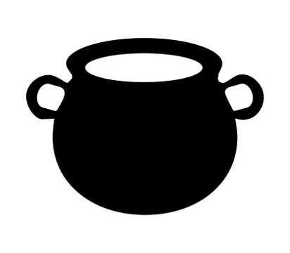 Empty witch cauldron, pot silhouette. Vector illustration isolated on white b Stock Illustration