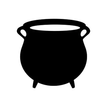 Empty witch cauldron, pot silhouette. Vector illustration isolated on white b Stock Illustration