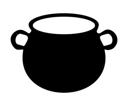 Empty witch cauldron, pot silhouette. Vector illustration isolated on white b Stock Illustration