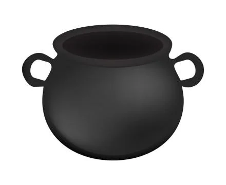 Empty witch cauldron,pot. Realistic Vector illustration isolated on white bac Stock Illustration