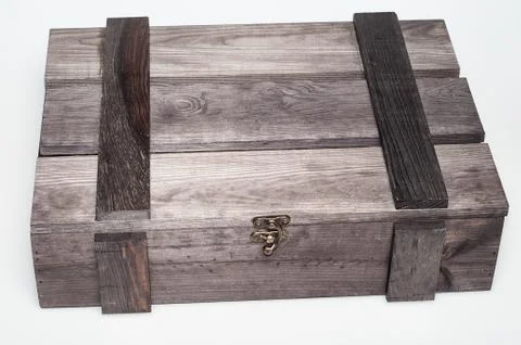Empty wood gift box Stock Photos