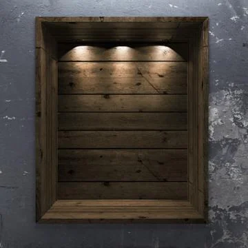 Empty wood shelf on decorative wall 库存插图