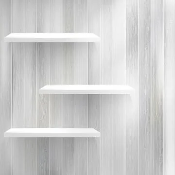Empty wood shelf on old wall. + EPS10 Stock Illustration
