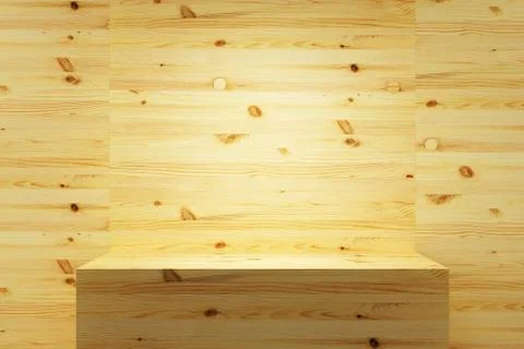 Empty wood shelf on wall Stock Illustration