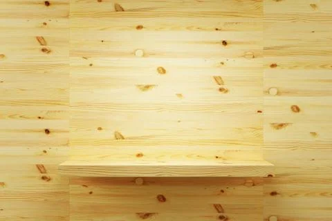 Empty wood shelf on wall Stock Illustration