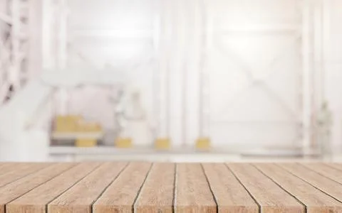 Empty wood table bench across manufacturing machine and goods box on convey.. Stock Illustration