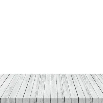 Empty wood table on isolate white background and display montage for product. Stock Photos