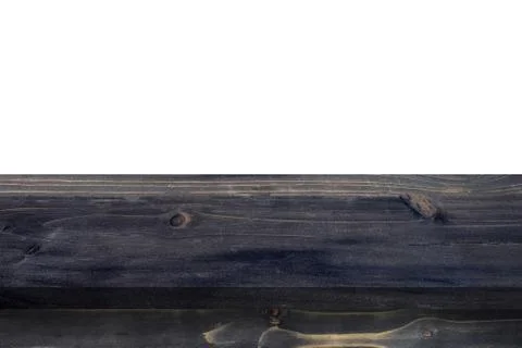 Empty wood table on isolate white background and display montage with copy sp Stock Photos