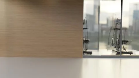 Empty wood wall mockup in modern commercial interior 스톡 일러스트