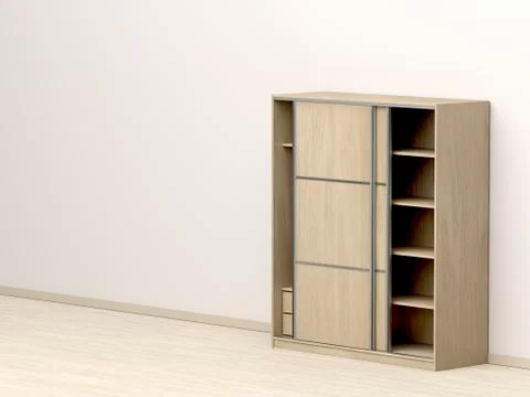 Empty wood wardrobe Stock Illustration