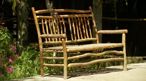 Empty wooden bench in park Stock Footage 55307633