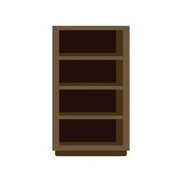 Empty wooden bookcase standing isolated on white background Stock Illustration