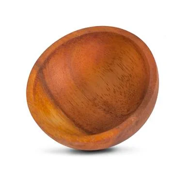 Empty Wooden Bowl, isolated, top view Stock Photos