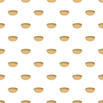 Empty wooden bowls seamless pattern background illustration Stock Illustration