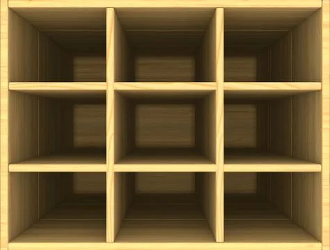 Empty wooden box. 3D image Stock Illustration