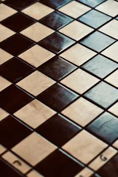 Empty Wooden Chessboard Pattern Background for Game Strategy and Design 写真素材