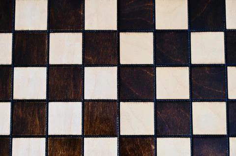 Empty Wooden Chessboard Texture Background Flat Lay Top View Stock Photos