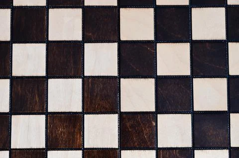 Empty Wooden Chessboard Texture Background Flat Lay Top View Stock Photos