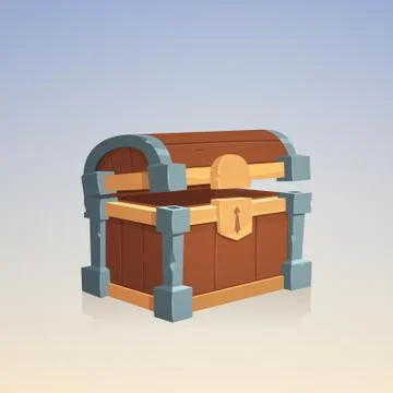 Empty Wooden Chest Stock Illustration