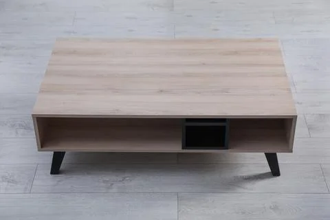 Empty wooden console table indoors. Stylish furniture Stock Photos