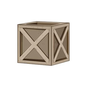 Empty wooden crate cartoon vector illustration Illustrazione stock