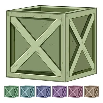 Empty wooden crate cartoon vector graphic Stock Illustration