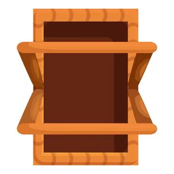 Empty wooden crate with open lid standing upright Stock Illustration