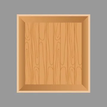 Empty wooden crate top view vector illustration isolated on grey background. Stock Illustration