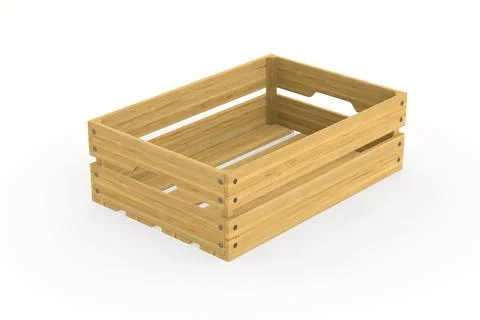 Empty wooden crate on white background. Isolated 3D illustration Stockillustratie