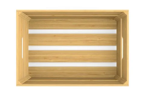 Empty wooden crate on white background. Isolated 3D illustration Stockillustratie