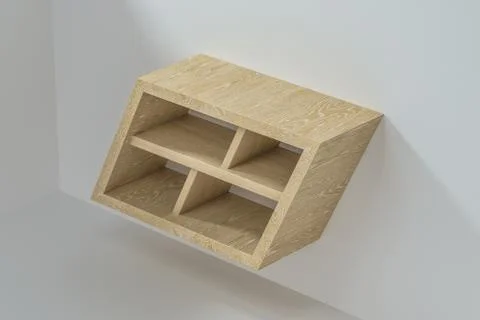 Empty wooden cube shelf in the empty room, 3d rendering. 库存插图