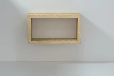 Empty wooden cube shelf in the empty room, 3d rendering. Stock Illustration