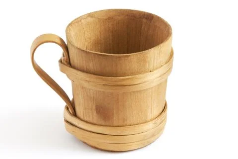 Empty wooden cup 스톡 사진