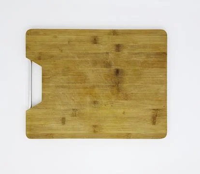 Empty Wooden Cutting Board Isolated on White Background, Top View Stock Photos