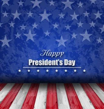 Empty wooden deck table over USA flag background Stock Illustration