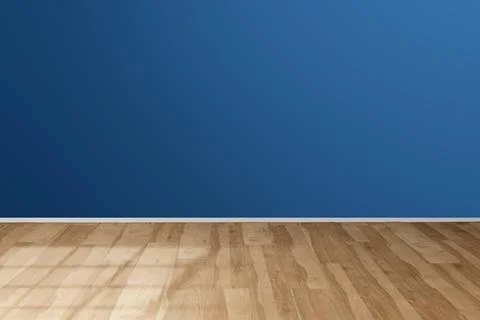 Empty wooden deck table over BLue solid colors wallpaper background イラスト素材