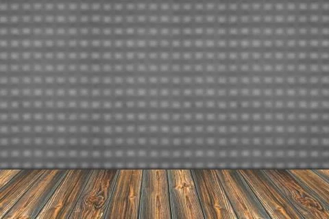 Empty wooden deck table for product montage 스톡 사진