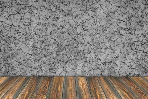 Empty wooden deck table for product montage Stock Photos