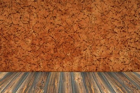 Empty wooden deck table for product montage Foto stock