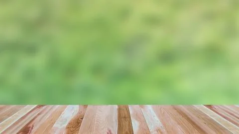 Empty wooden deck table top Ready for product display montage with blurred gr Stock Photos
