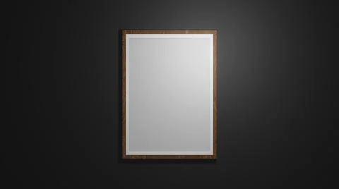 Empty wooden frame isolated on dark background Stock Illustration