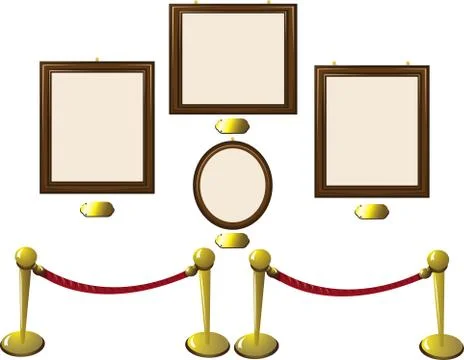 Empty wooden frames in a museum Stock Illustration