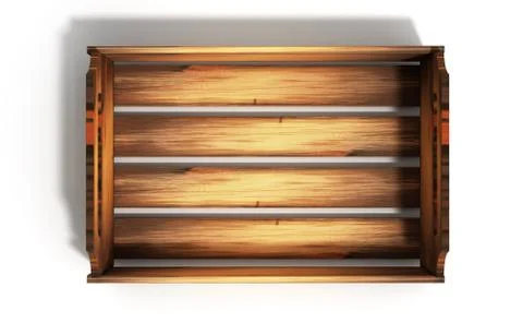 Empty wooden fruit crate 3d render on white 스톡 일러스트
